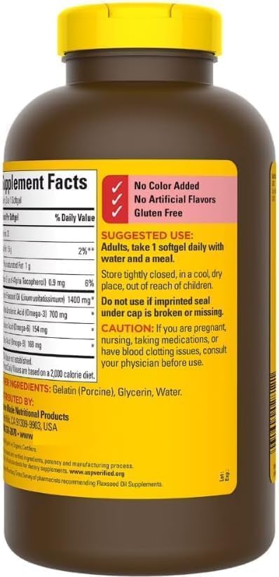 Nature Made Flaxseed Oil 1400 mg Softgels, 300 ct.