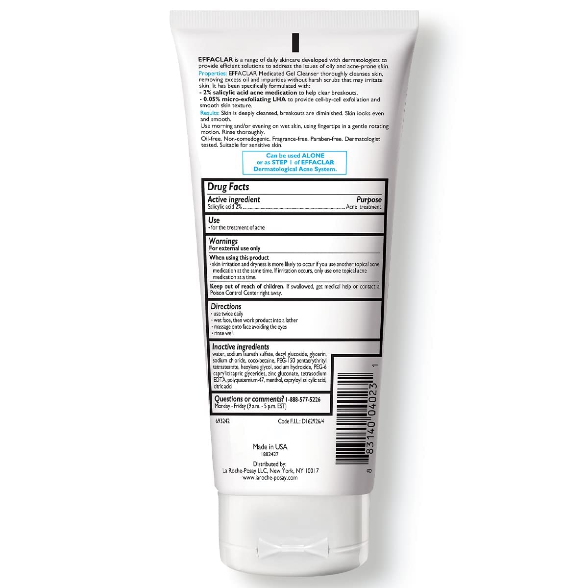La Roche-Posay Effaclar Medicated Gel Cleanser, 2% Salicylic Acid 200mls