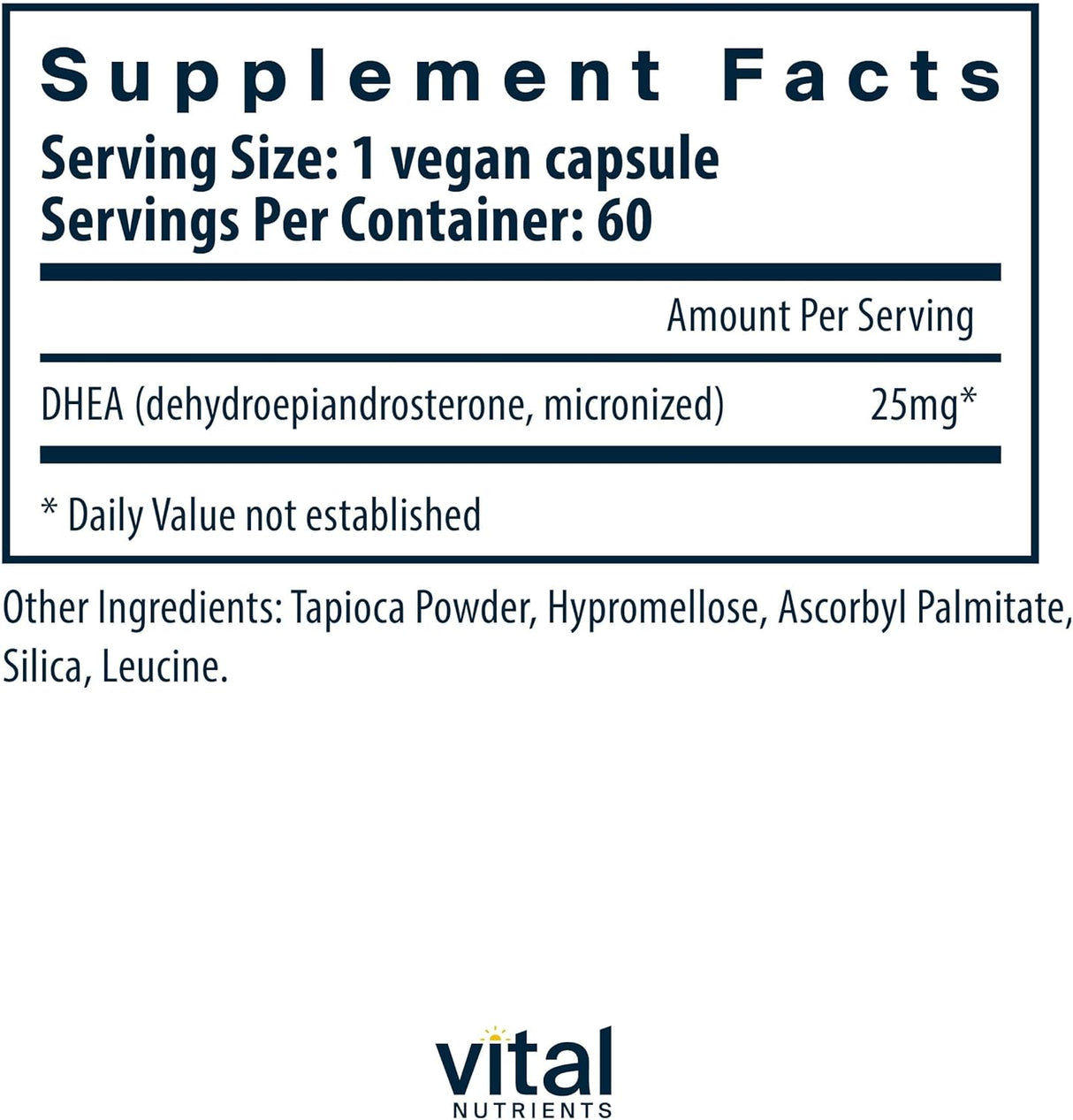 Vital Nutrients DHEA 25mg