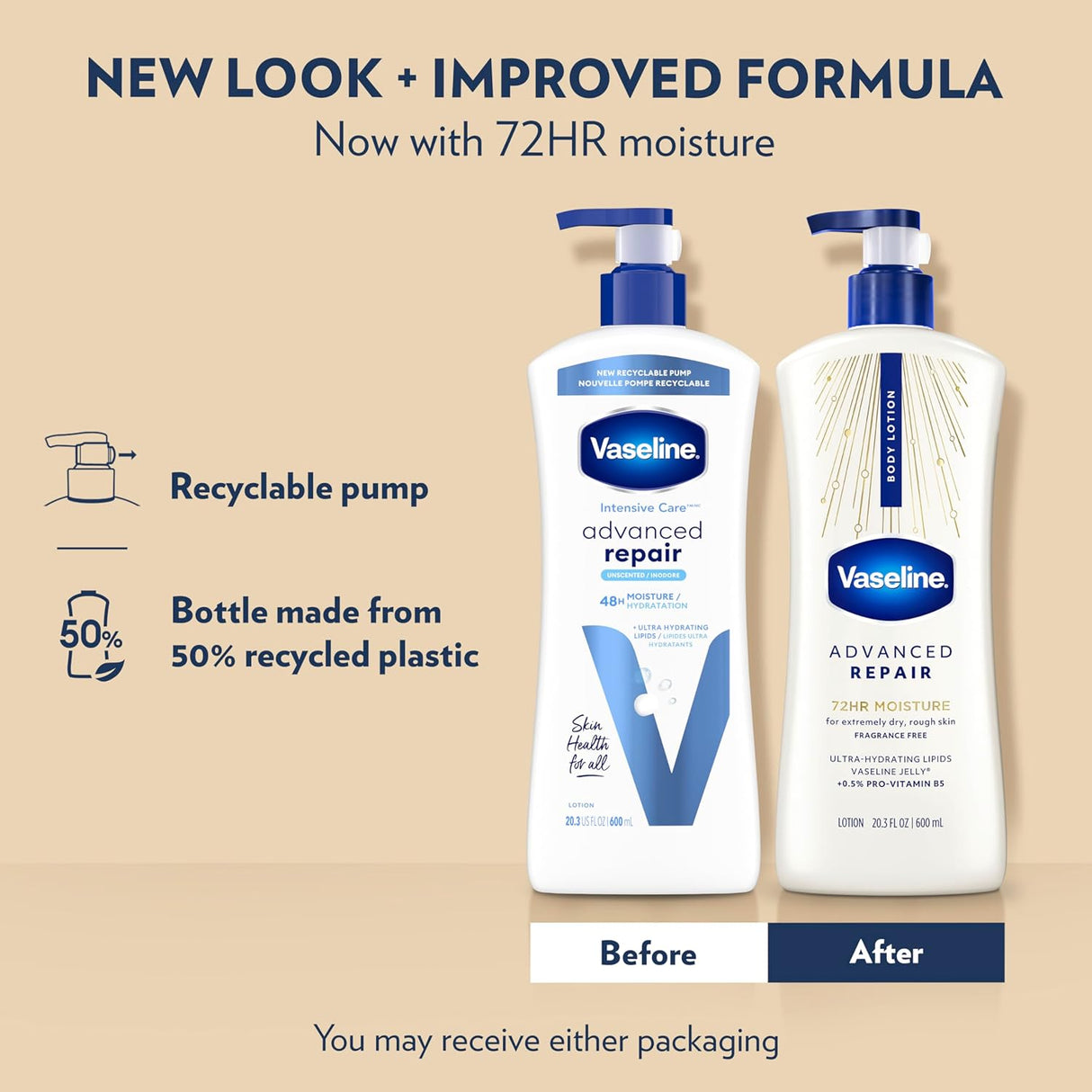Vaseline Intensive Care Advanced Repair Unscented Healing Moisture Lotion