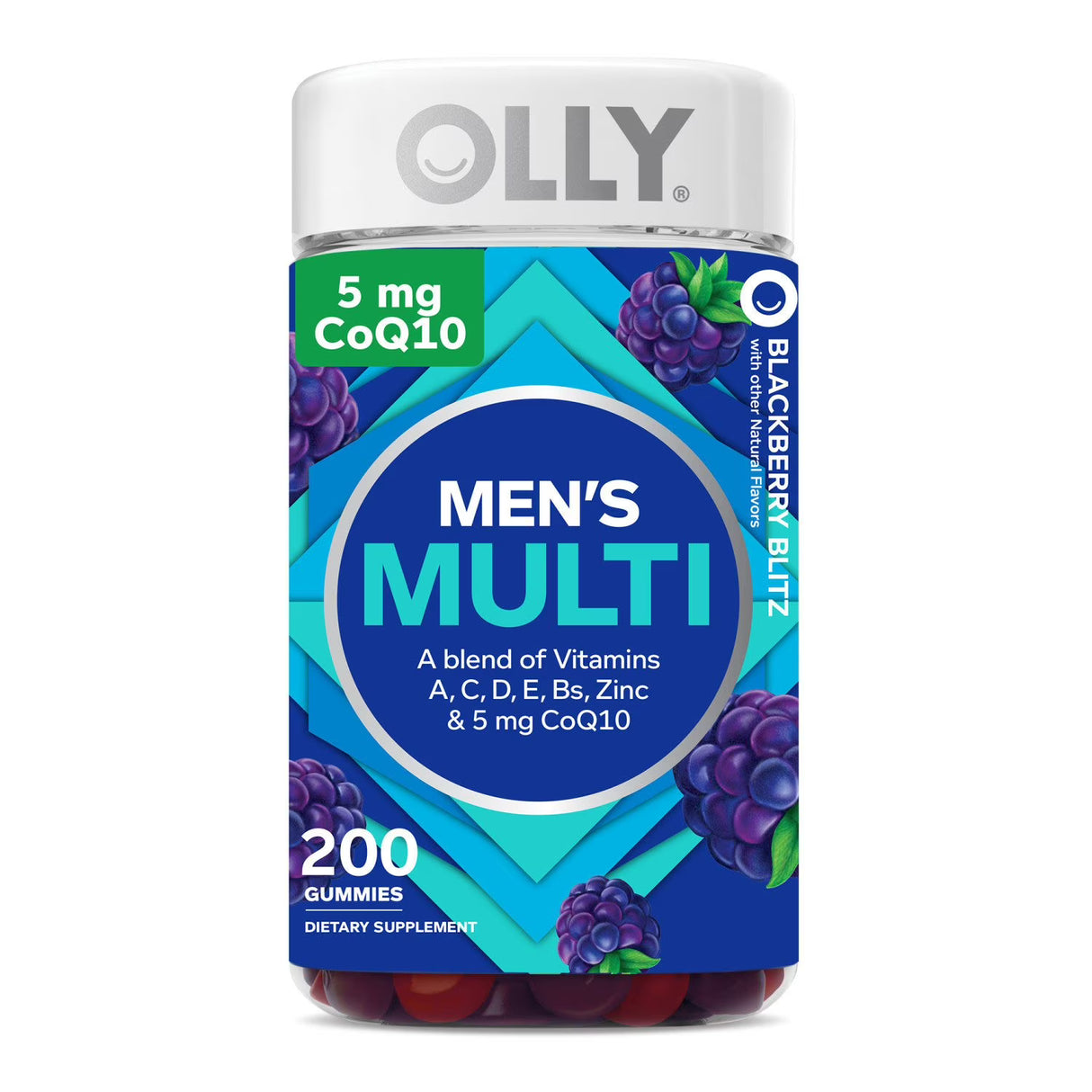 OLLY Men's Multivitamin Gummy, Blackberry, 200 ct