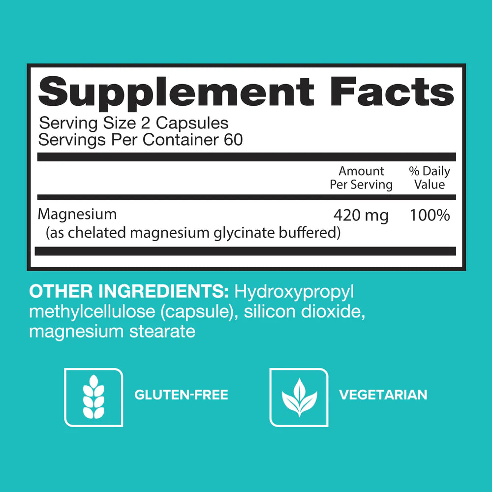 Magnesium Glycinate Capsules 420mg 120 Count