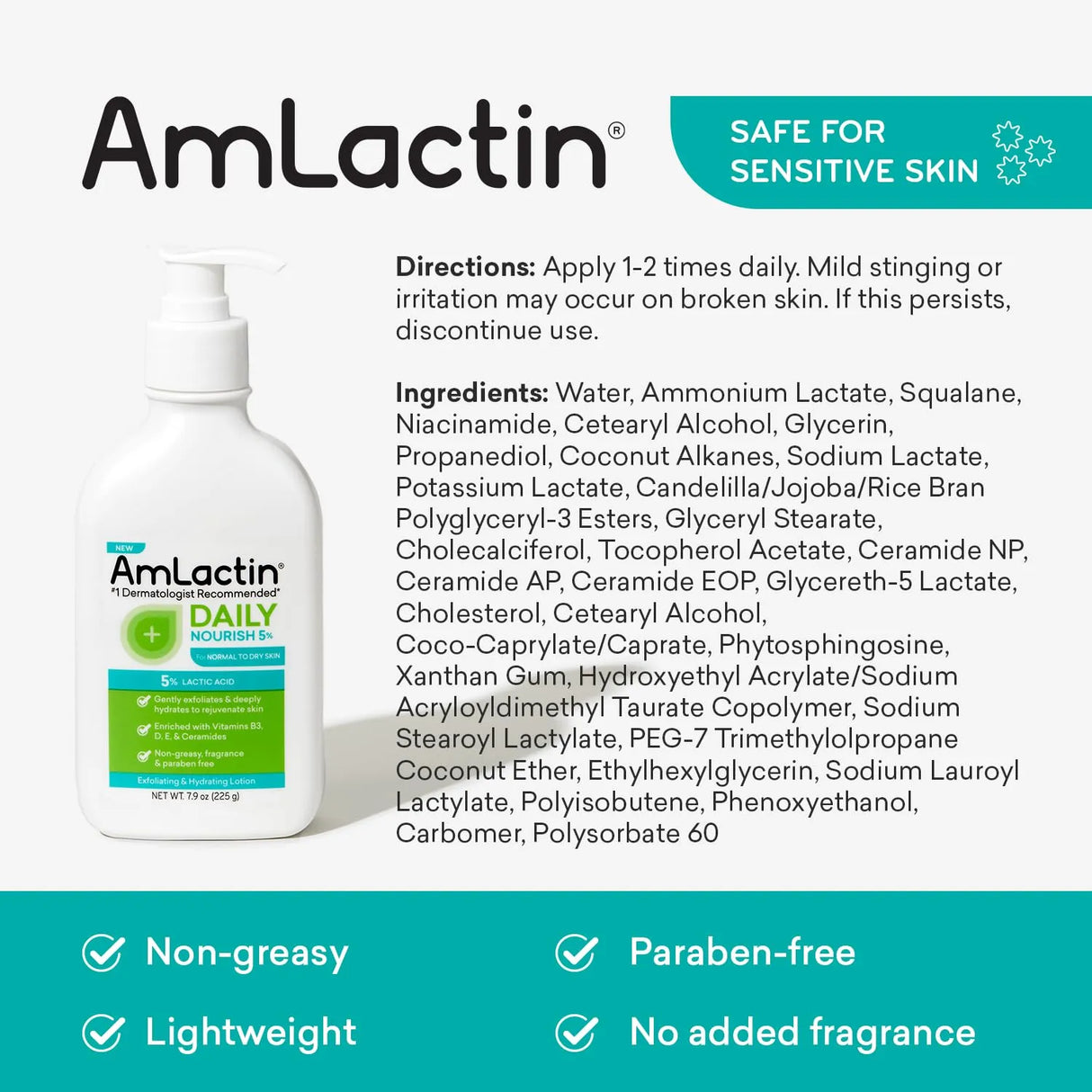 AmLactin Daily Nourish 5% - 7.9 oz Body Lotion with 5% Lactic Acid - Kenya