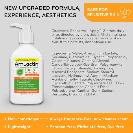 AmLactin Daily Vitamin C Lotion - 7.9 oz Body Lotion with 7% Lactic Acid - Kenya