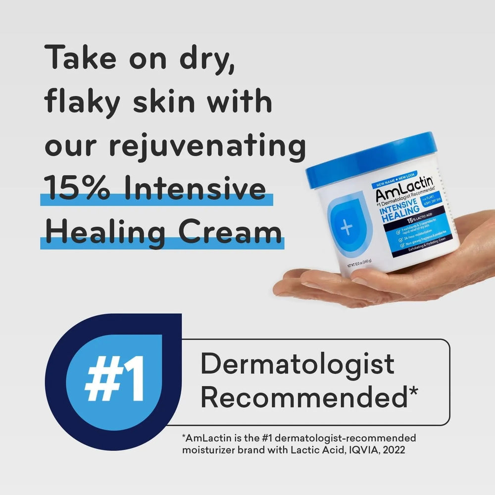 AmLactin Intensive Healing Body Cream, 12 oz Tub, 2-in-1 Exfoliator and Moisturizer - Kenya