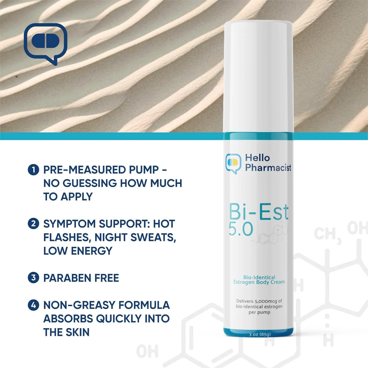 Bi-EST 5.0 Estrogen Menopause Relief Cream for Women - 5 mg Per Pump - Kenya