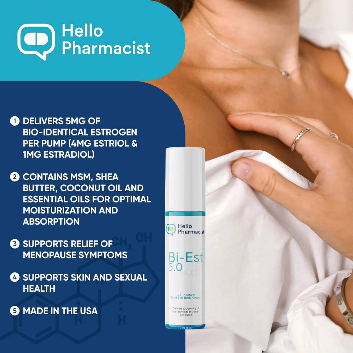 Bi-EST 5.0 Estrogen Menopause Relief Cream for Women - 5 mg Per Pump - Kenya