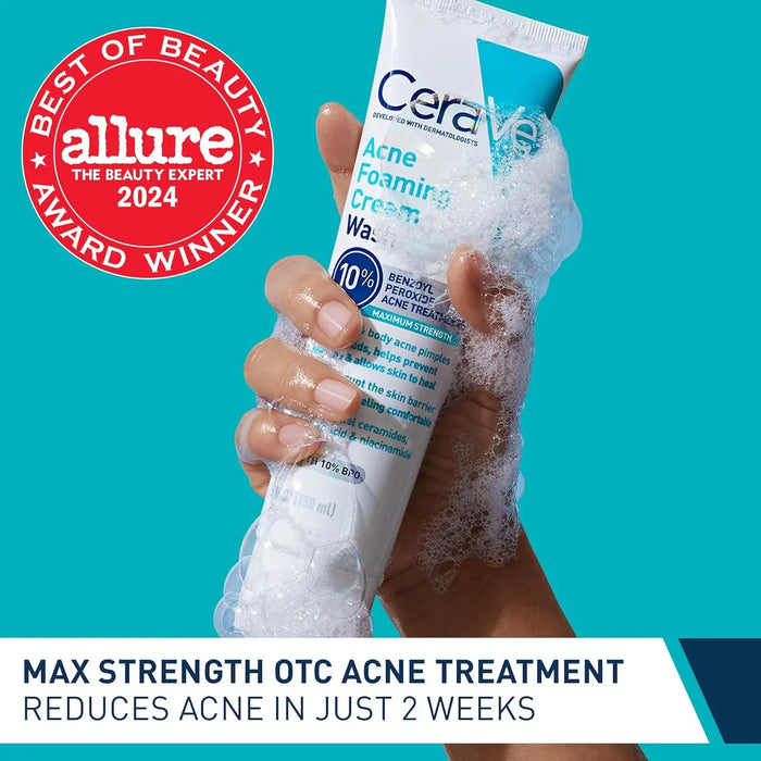 CeraVe Acne Foaming Cream Wash 10% Benzoyl Peroxide