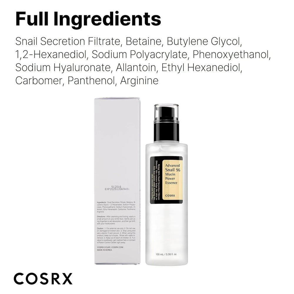 COSRX Snail Mucin 96% Power Repairing Essence 3.38 fl.oz 100ml - Kenya