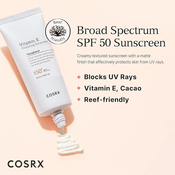 COSRX Vitamin E Vitalizing Face Sunscreen SPF 50, 1.69 fl oz