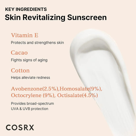COSRX Vitamin E Vitalizing Face Sunscreen SPF 50, 1.69 fl oz - Kenya