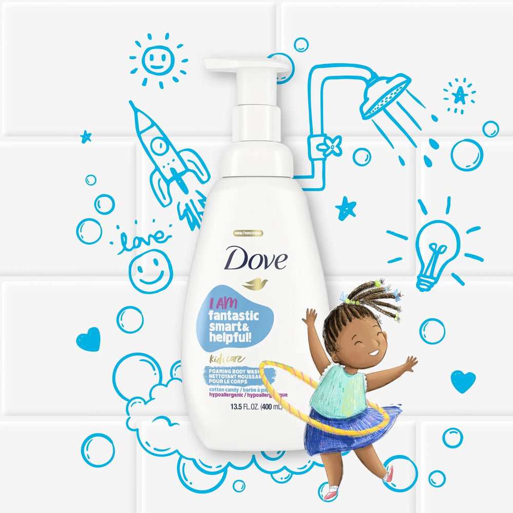 Dove Kids Care Foaming Liquid Body Wash Cotton Candy Hypoallergenic Skin Care for Kids, 13.5 oz - Kenya
