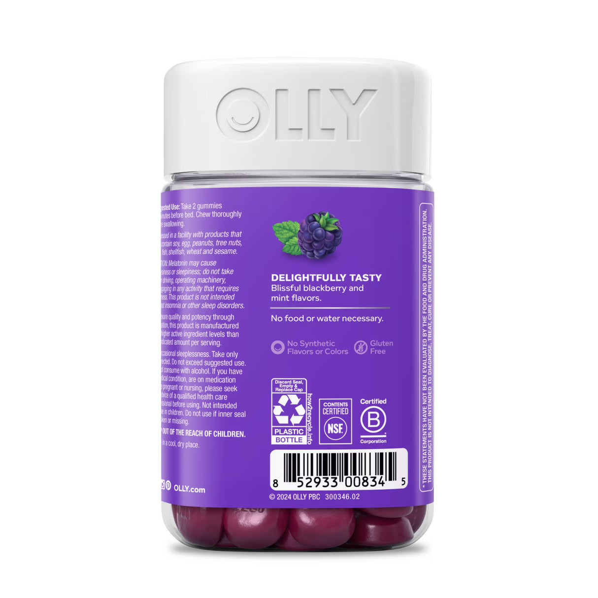 OLLY Restful Sleep Gummies, Blackberry, 110 ct.