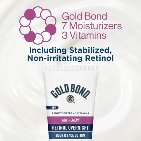 Gold Bond Age Renew Retinol Overnight Body & Face Lotion, With Retinol & Peptide Complex, 7 oz. - Kenya