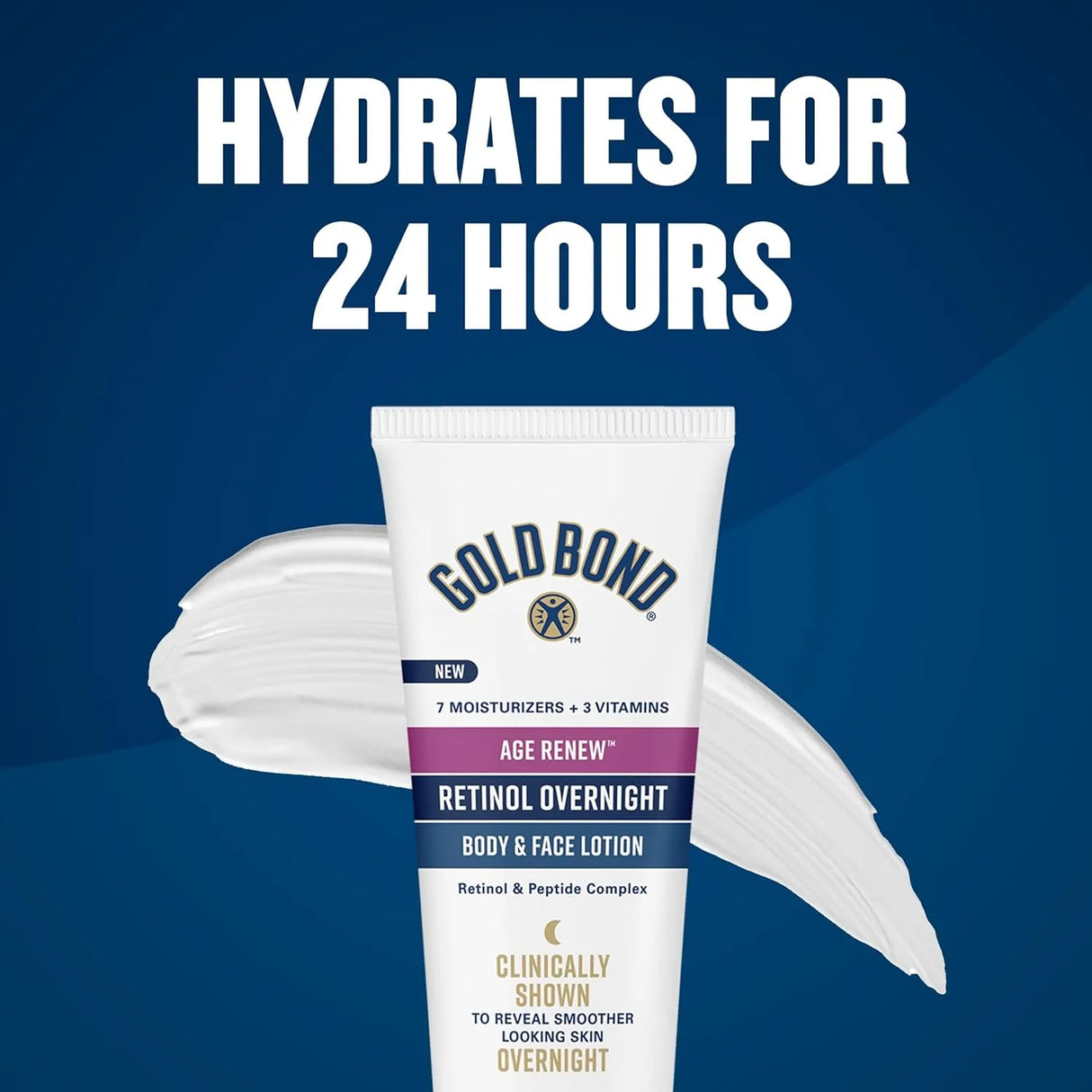 Gold Bond Age Renew Retinol Overnight Body & Face Lotion, With Retinol & Peptide Complex, 7 oz. - Kenya