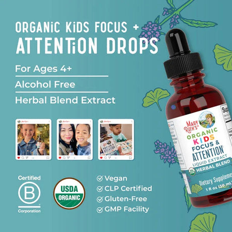 Mary Ruth's Organic Kids Focus & Attention Liquid Drops - Kenya