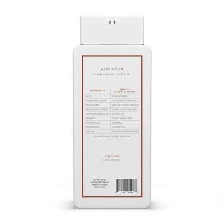 Native Body Wash, Sulfate Free, Coconut & Vanilla - Kenya
