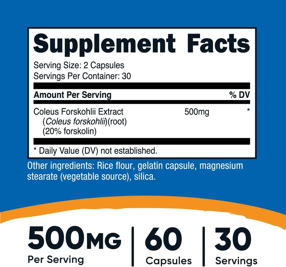 Nutricost Coleus Forskohlii 500mg 60 Capsules - Kenya