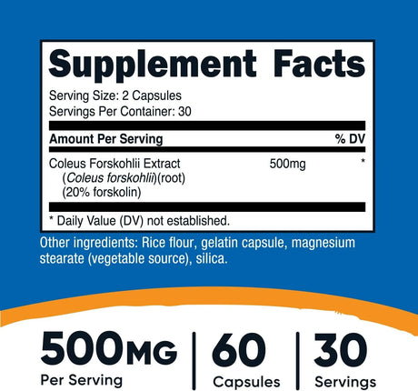 Nutricost Coleus Forskohlii 500mg 60 Capsules - Kenya