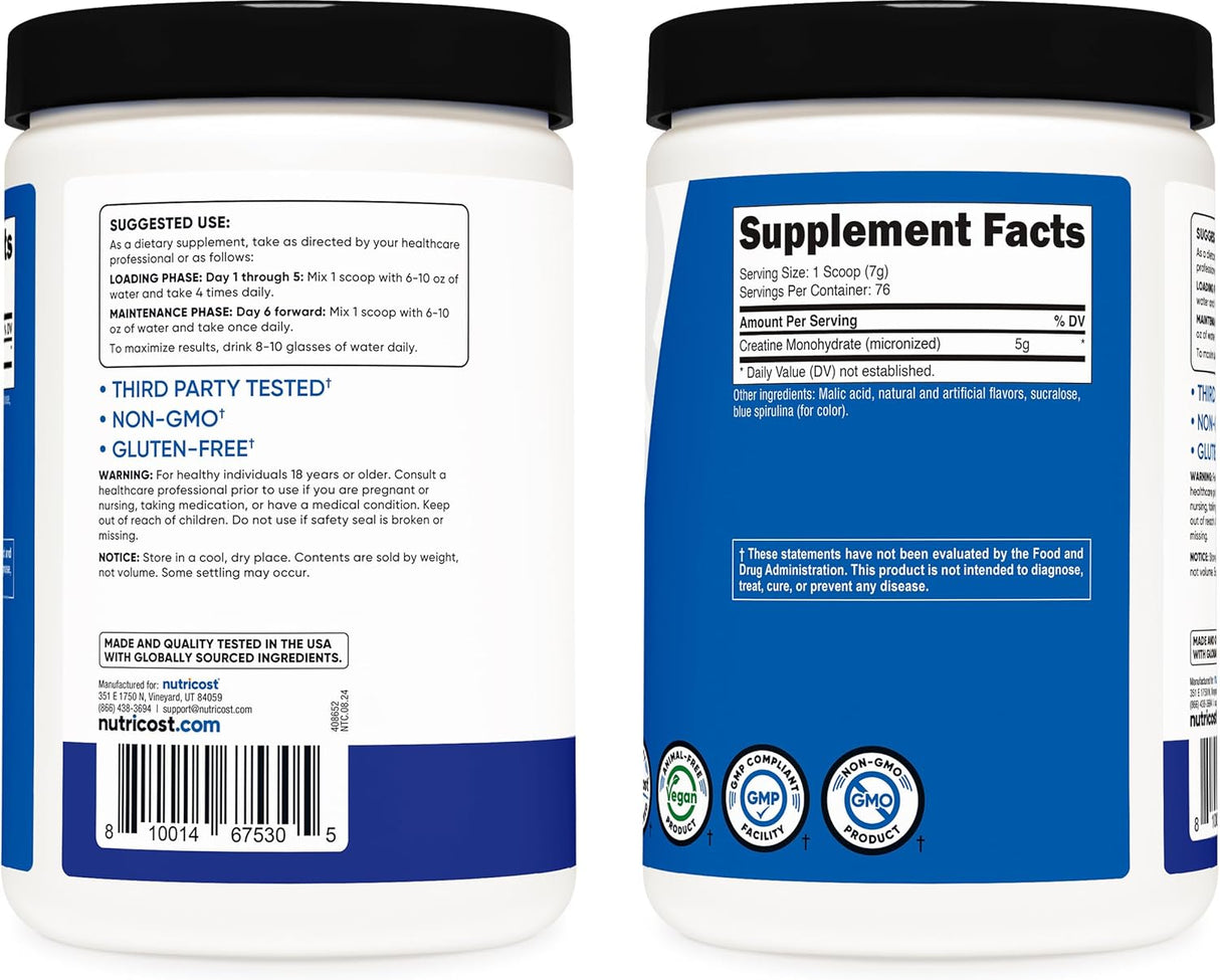 Nutricost Creatine Monohydrate Powder (Blue Raspberry) - Kenya - Kenya