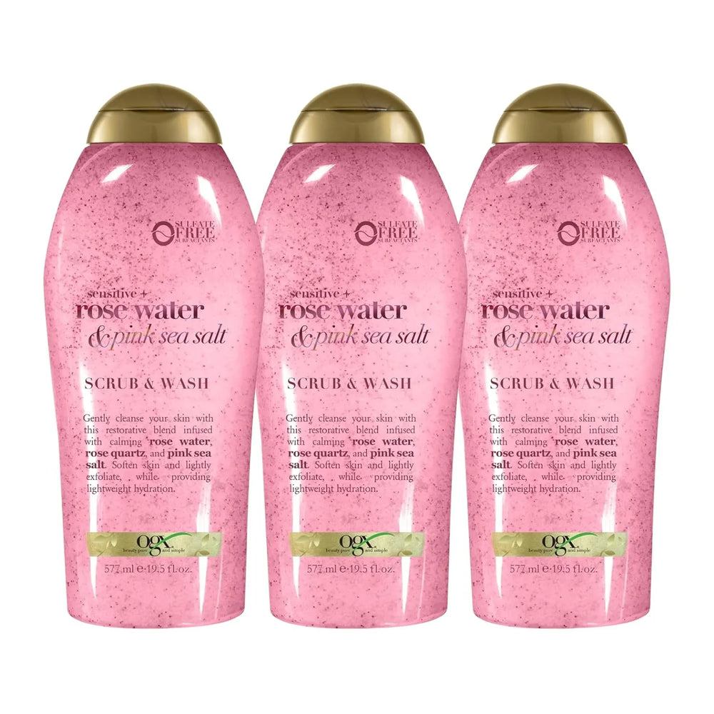 OGX Sensitive + Pink Sea Salt & Rosewater Body Scrub - Kenya