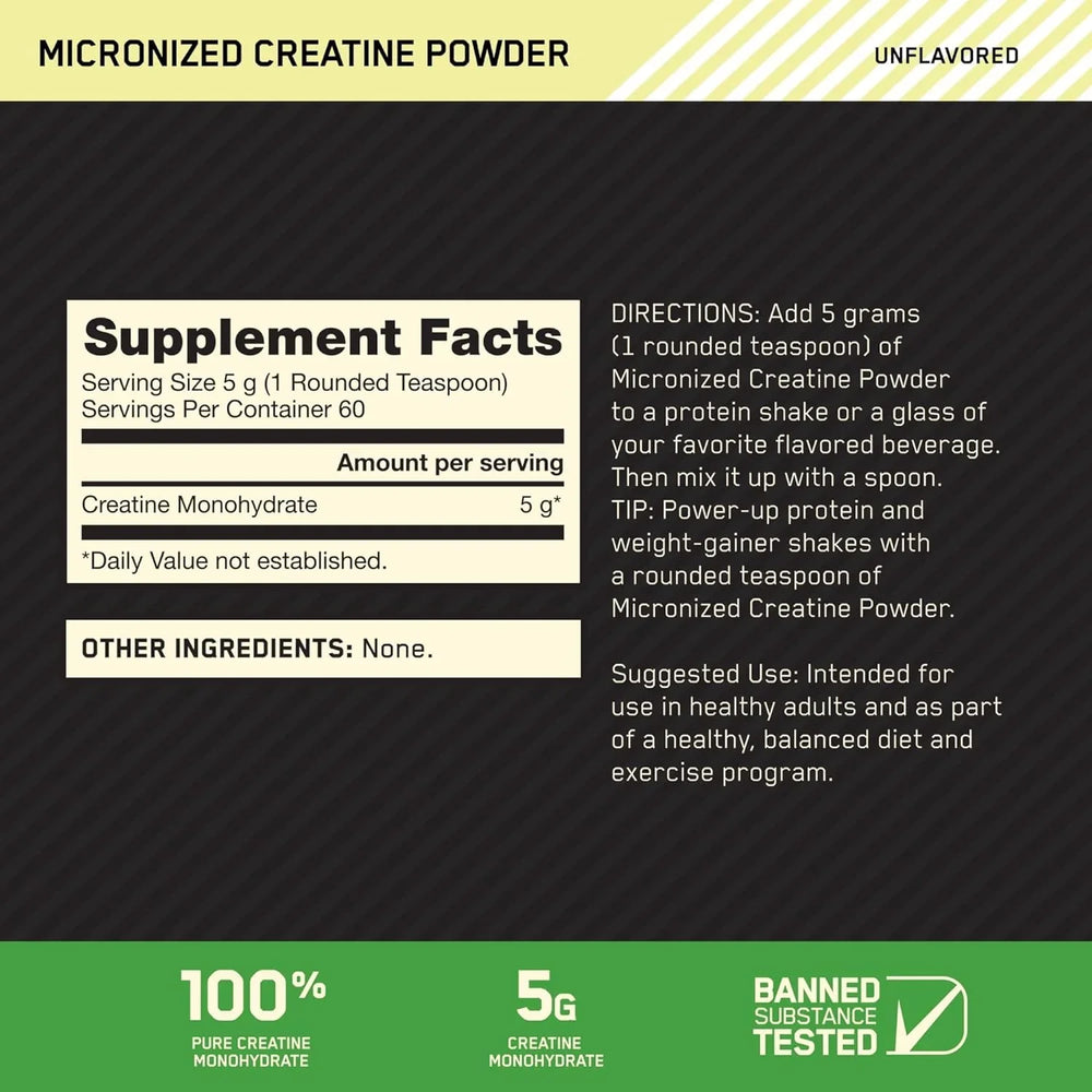 Optimum Nutrition Micronized Creatine Monohydrate Powder Unflavored - Kenya