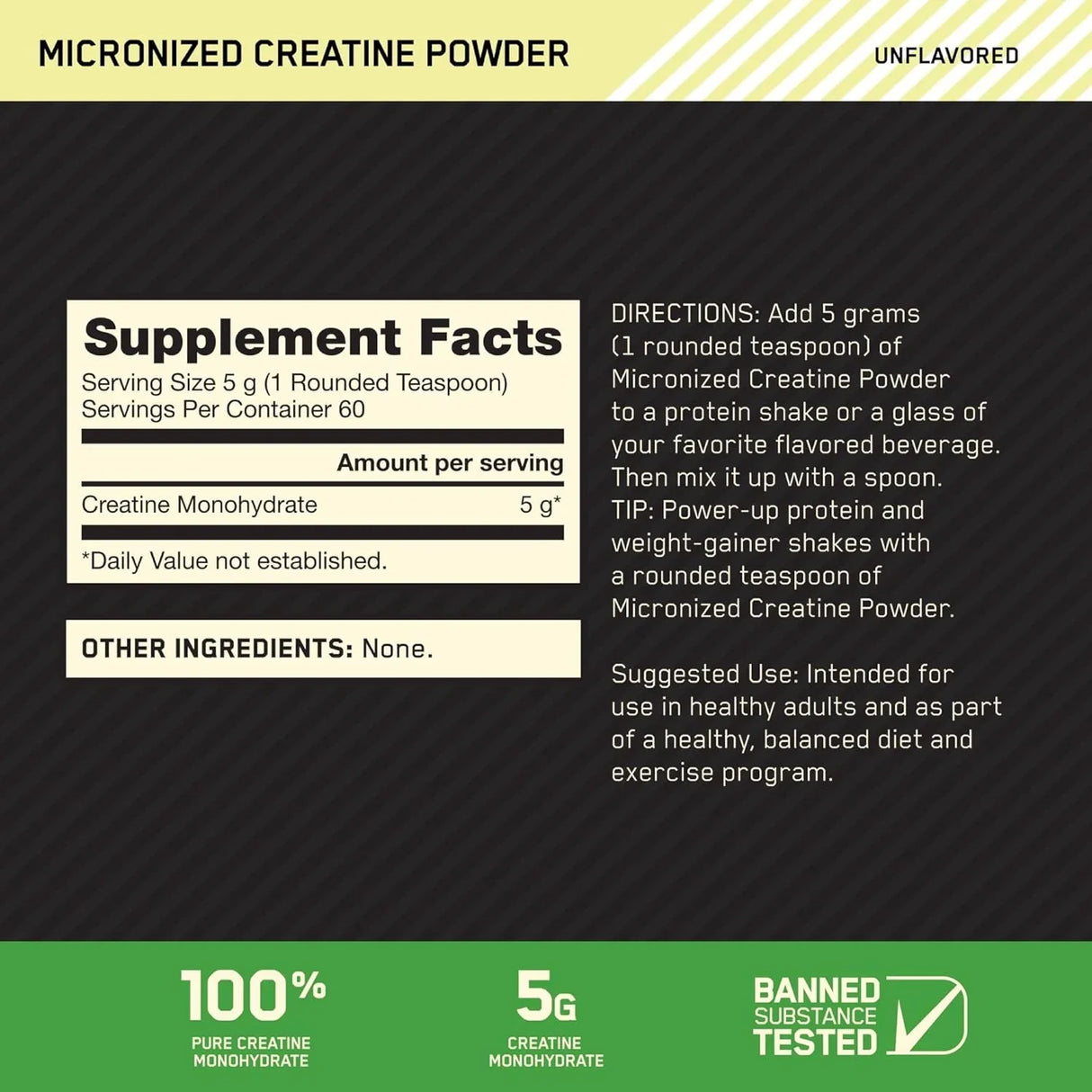 Optimum Nutrition Micronized Creatine Monohydrate Powder Unflavored - Kenya