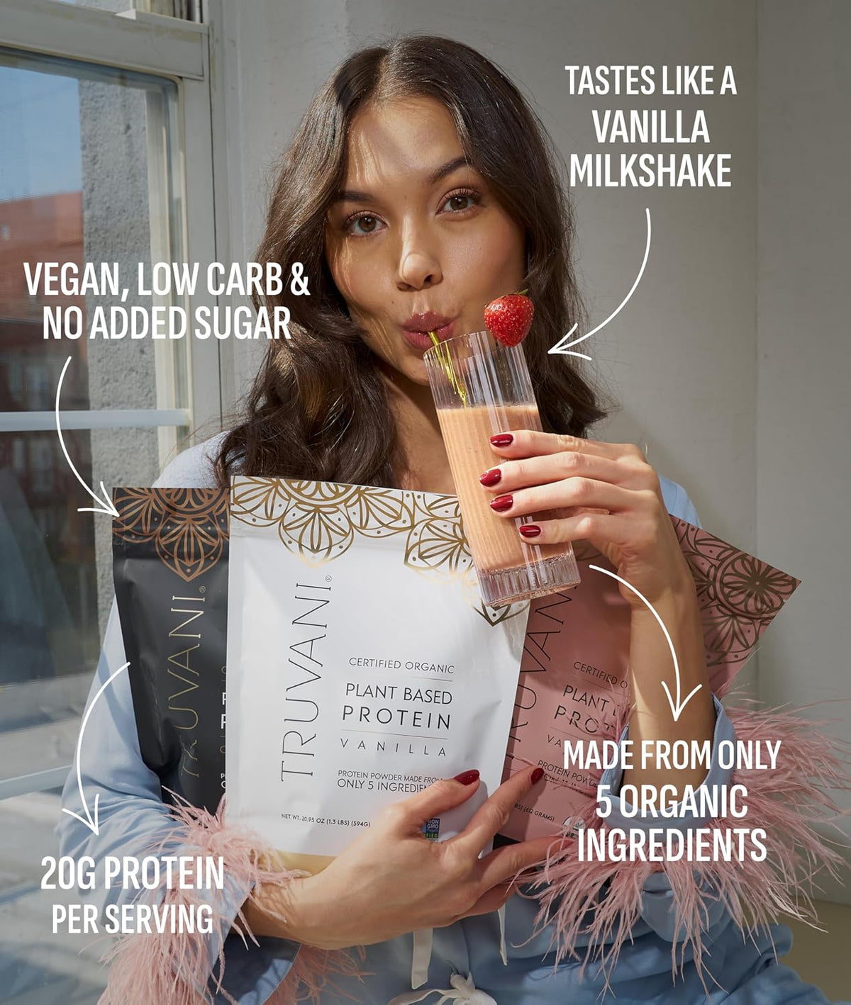Truvani Organic Plant Based Protein Powder | Vanilla 534g