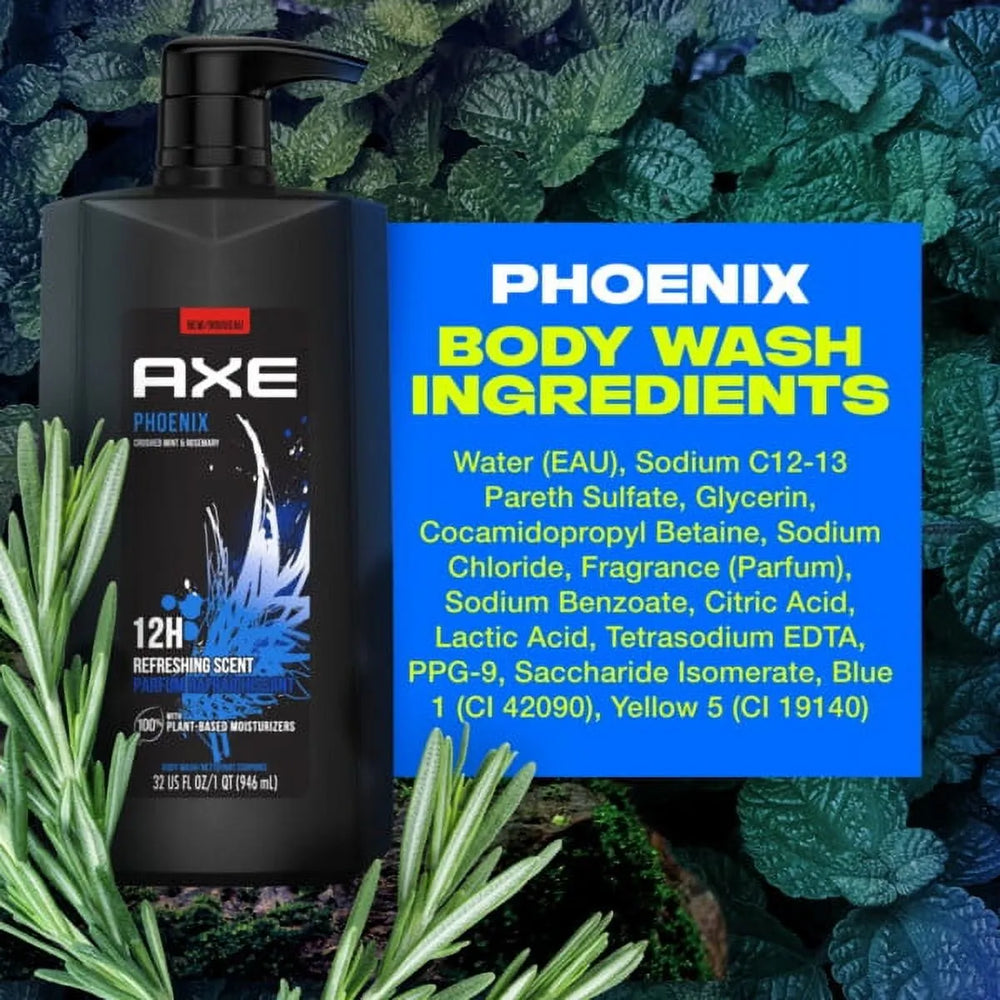 Axe Phoenix Refreshing Long Lasting Body Wash, Crushed Mint and Rosemary, 32 fl oz - Kenya