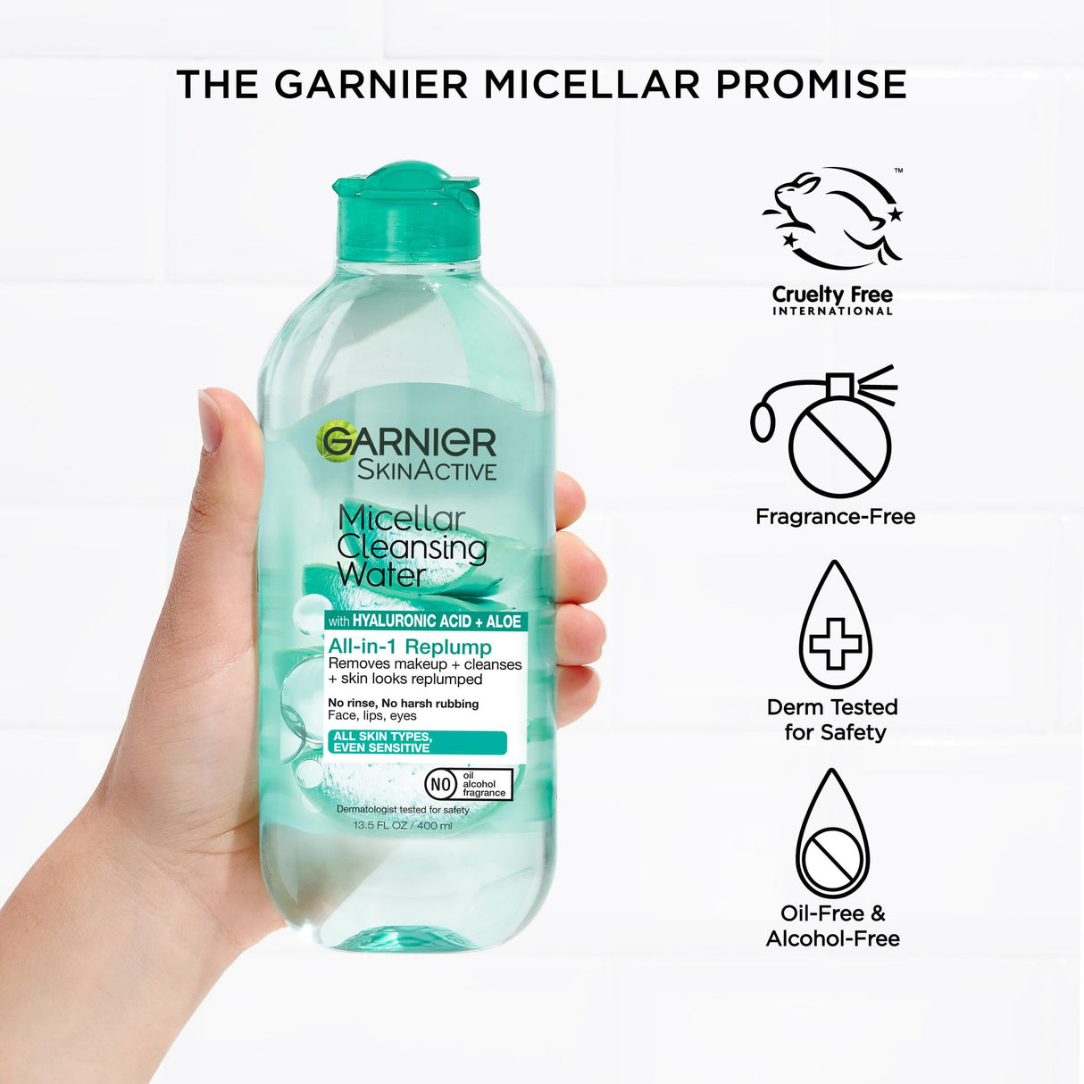 Garnier SkinActive Micellar Cleansing Water All in 1 Hyaluronic Acid Replump, 13.53 fl oz - Kenya