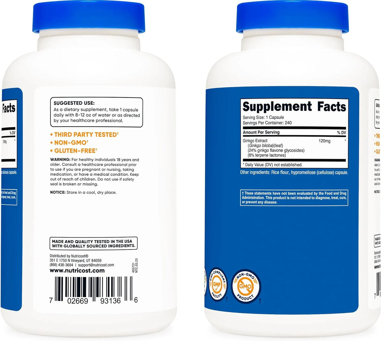 Ginkgo Biloba 120mg, 240 Capsules - Extra Strength Ginkgo Biloba Extract - Kenya