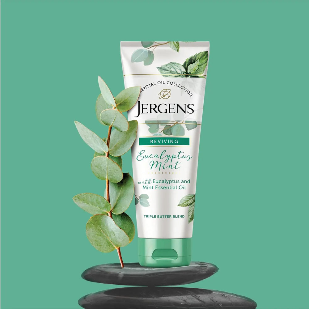 Jergens Eucalyptus Mint, Infused with Essential Oils, Helps to Relieve Stress, for All Skin Types, Great Size for Travel, 7 Fluid Ounce - Kenya