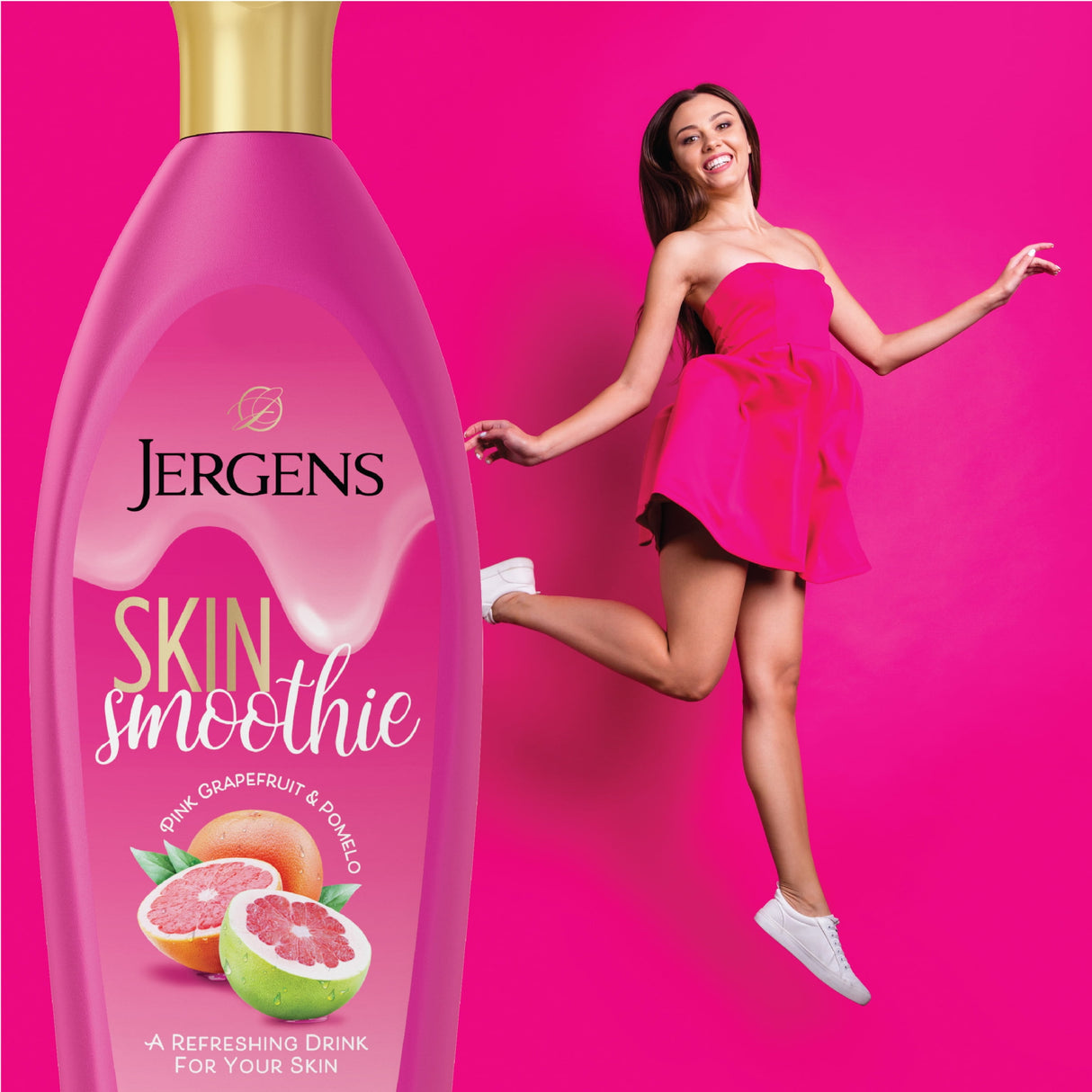 Jergens Hand and Body Lotion, Skin Smoothie Pink Grapefruit & Pomelo Scented Body Lotion, 10 Oz - Kenya