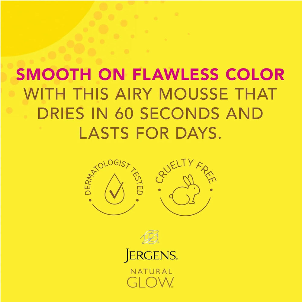 Jergens Natural Glow Instant Sun Body Mousse, Self Tanner for Deep Bronze Tan, 6 Ounce - Kenya