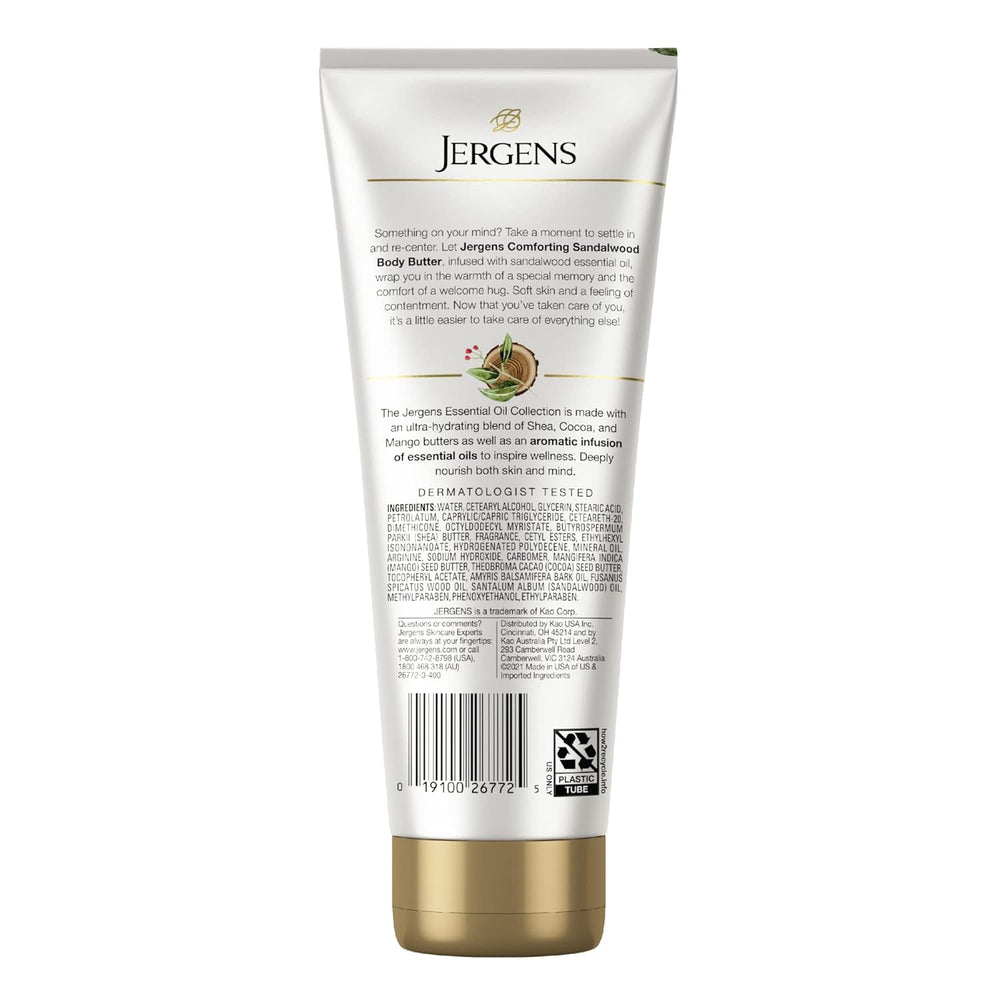 Jergens Sandalwood Body Butter Lotion, Moisturizer Infused with Sandalwood Essential Oil, For All Skin Types, 7 Fluid oz - Kenya