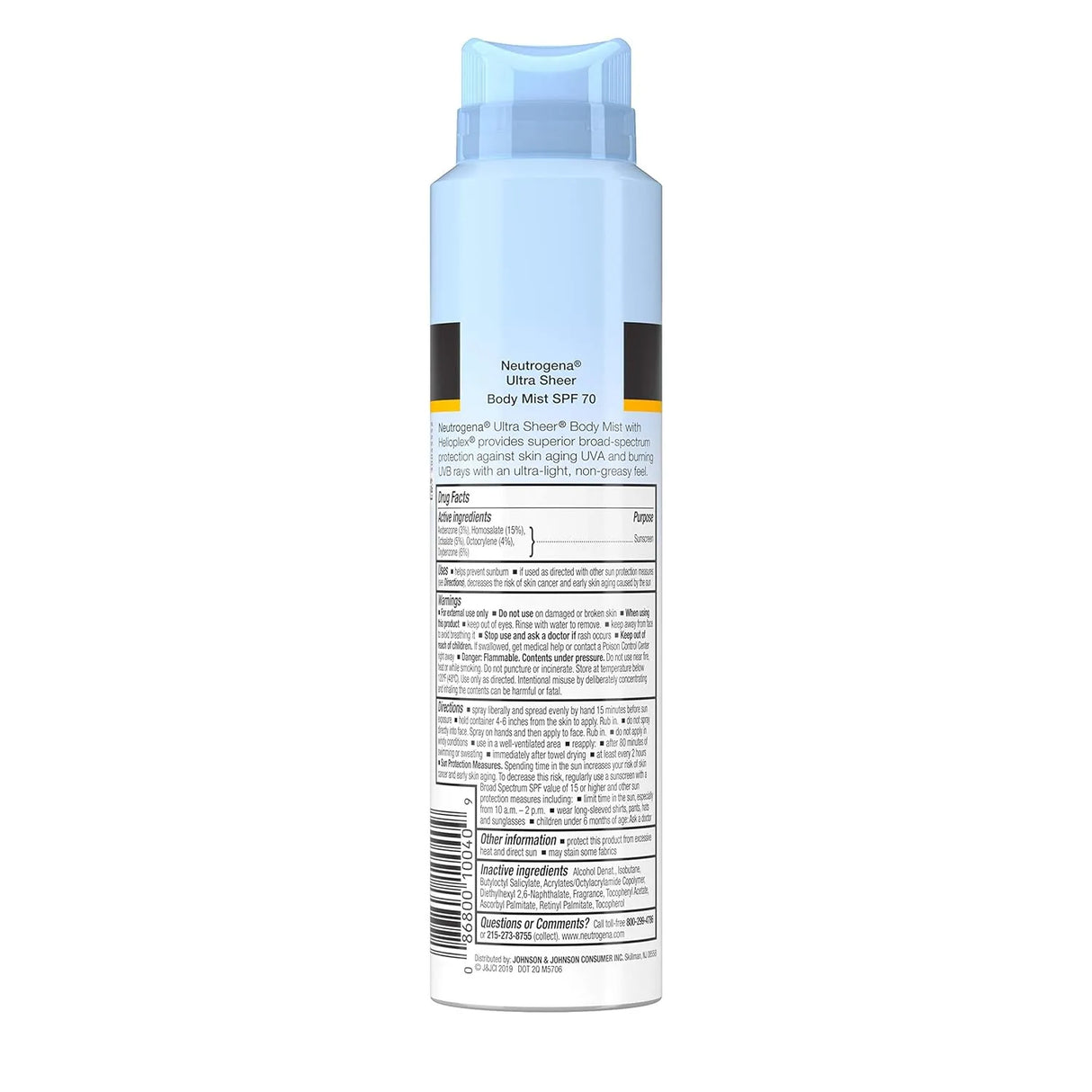 Neutrogena Ultra Sheer Spf70 Body Mist Full Reach Spray 5 Ounce (148ml) - Kenya