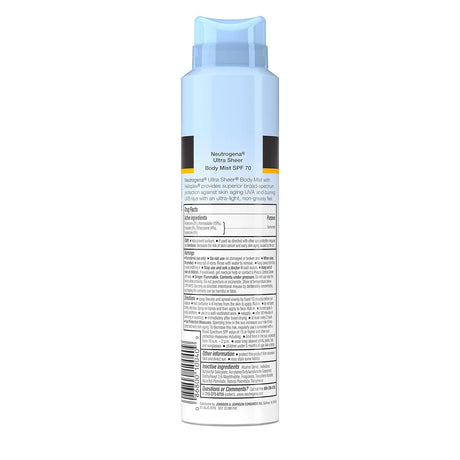 Neutrogena Ultra Sheer Spf70 Body Mist Full Reach Spray 5 Ounce (148ml) - Kenya