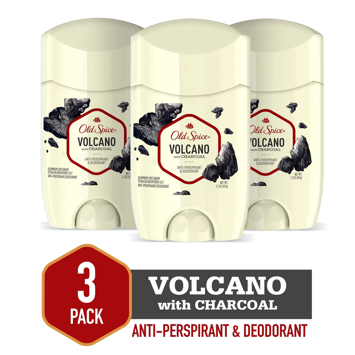Old Spice Invisible Solid Antiperspirant Deodorant for Men Volcano with Charcoal Scent, 2.6 oz - Kenya