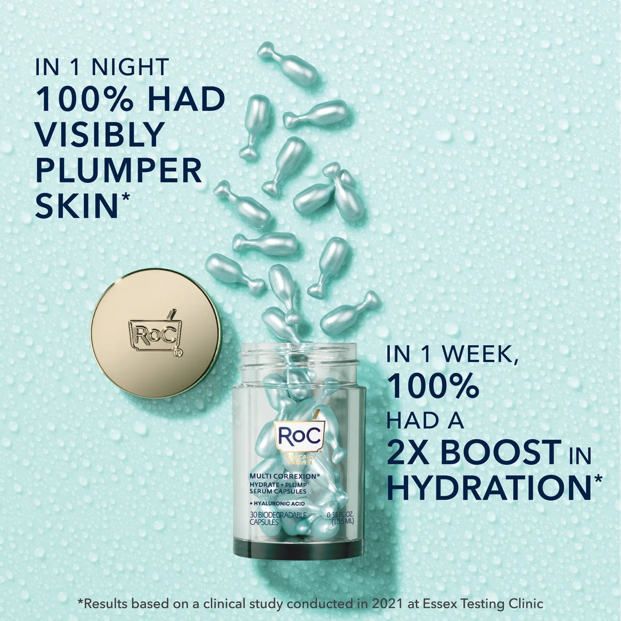 RoC Multi Correxion Hydrate + Plump Night Serum Capsules, Hyaluronic Acid - Kenya