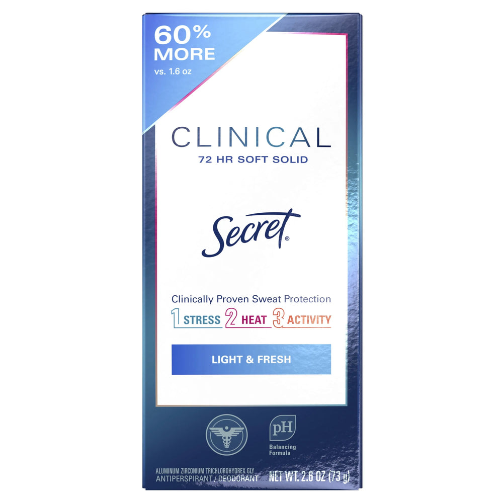 Secret Clinical Strength Soft Solid Antiperspirant and Deodorant, Light & Fresh, 2.6 oz - Kenya