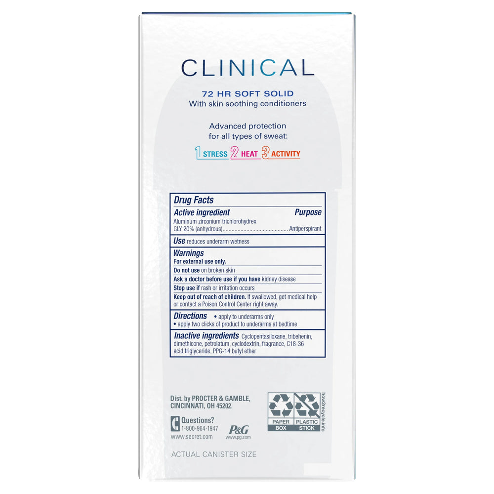 Secret Clinical Strength Soft Solid Antiperspirant and Deodorant, Light & Fresh, 2.6 oz - Kenya