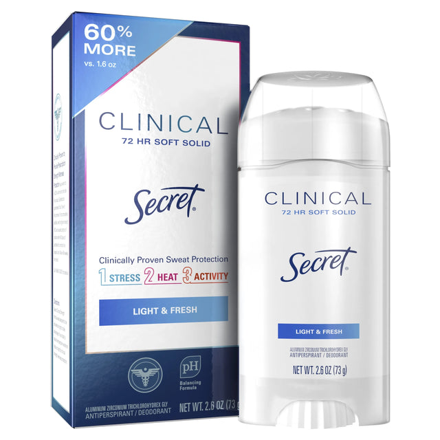 Secret Clinical Strength Soft Solid Antiperspirant and Deodorant, Light & Fresh, 2.6 oz - Kenya
