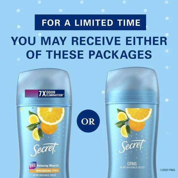 Secret Invisible Solid Antiperspirant & Deodorant, Hawaii Citrus Breeze 2.60 oz - Kenya