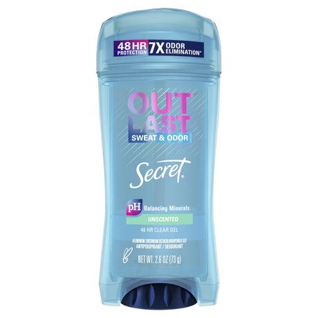 Secret Outlast Clear Gel Antiperspirant Deodorant for Women, Unscented 2.6 oz - Kenya
