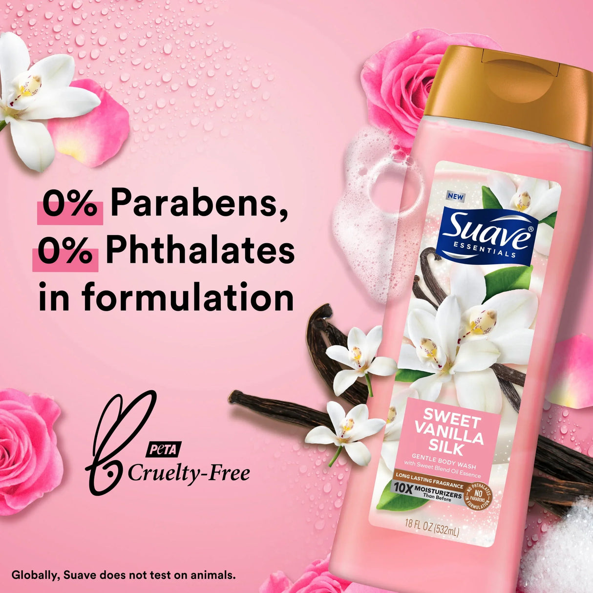 Suave Essentials Gentle Body Wash, Sweet Vanilla, 18 oz - Kenya