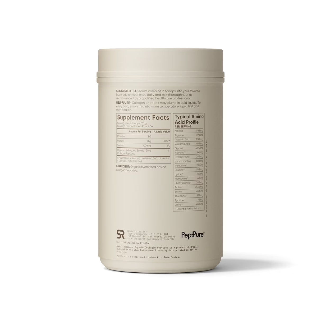 Sports Research Collagen Peptides Powder 680g