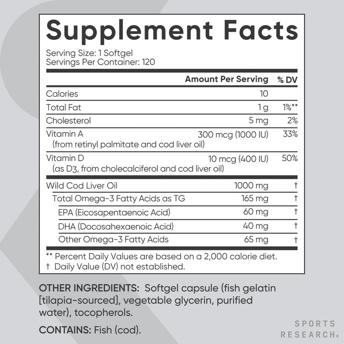 Sports Research®  Alaskan Cod Liver Oil