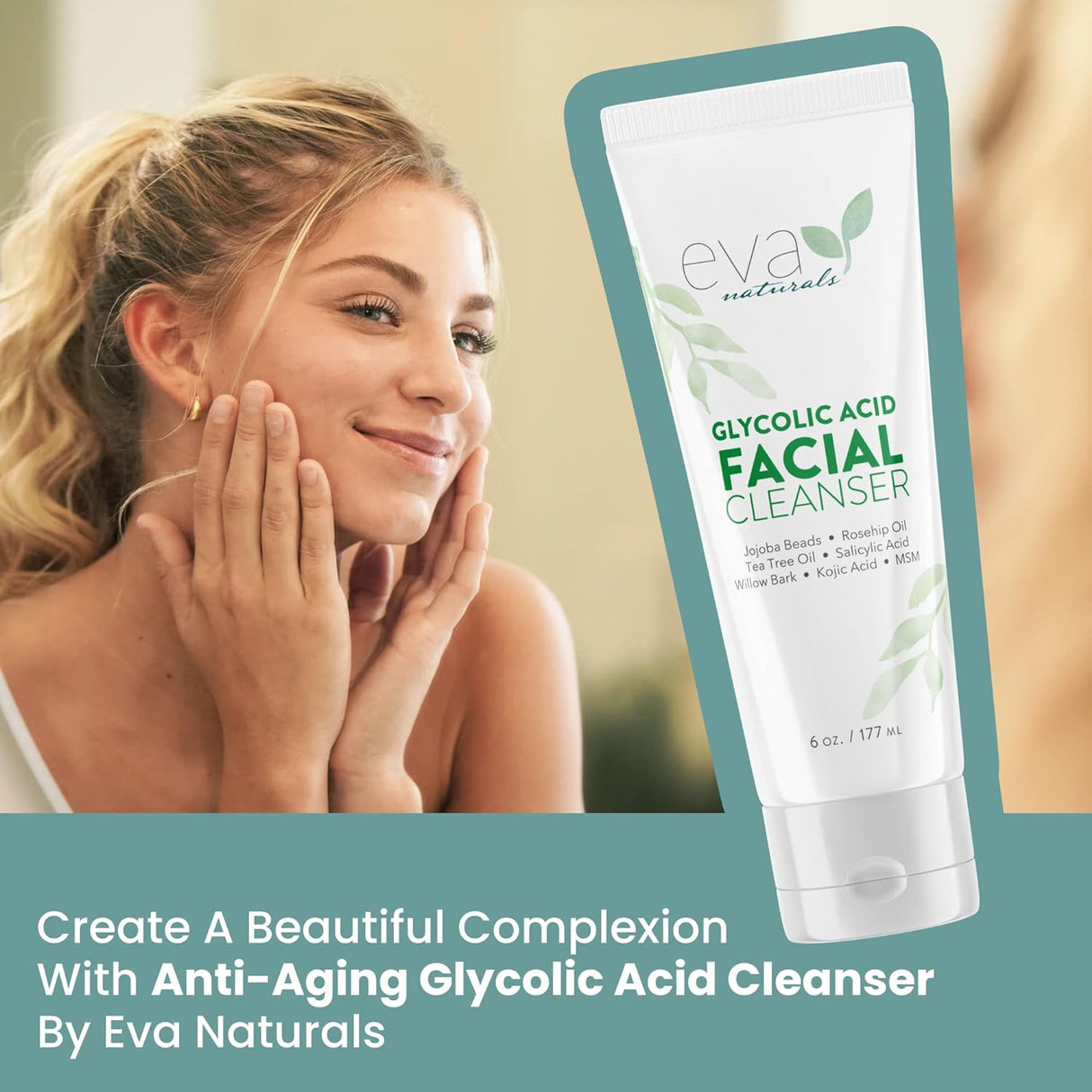 Eva Naturals Anti Aging, Glycolic Acid Facial Cleanser.