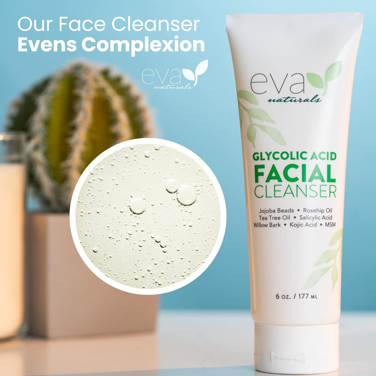 Eva Naturals Anti Aging, Glycolic Acid Facial Cleanser.