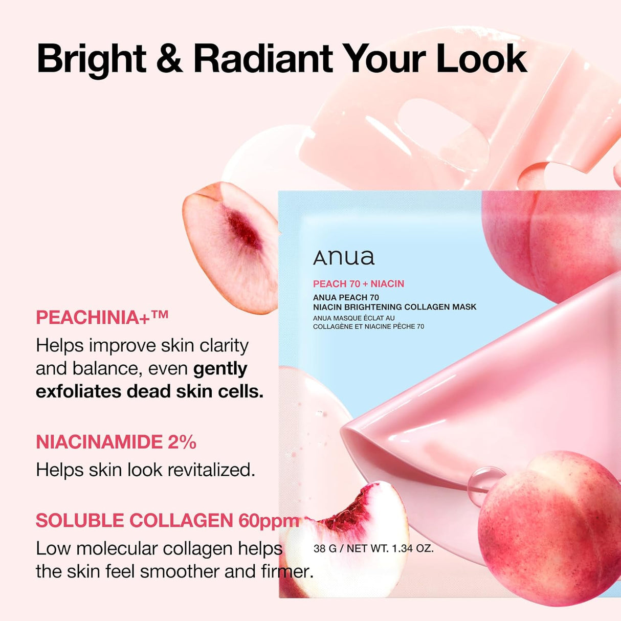 ANUA Peach 70 Niacin Brightening Collagen Mask,